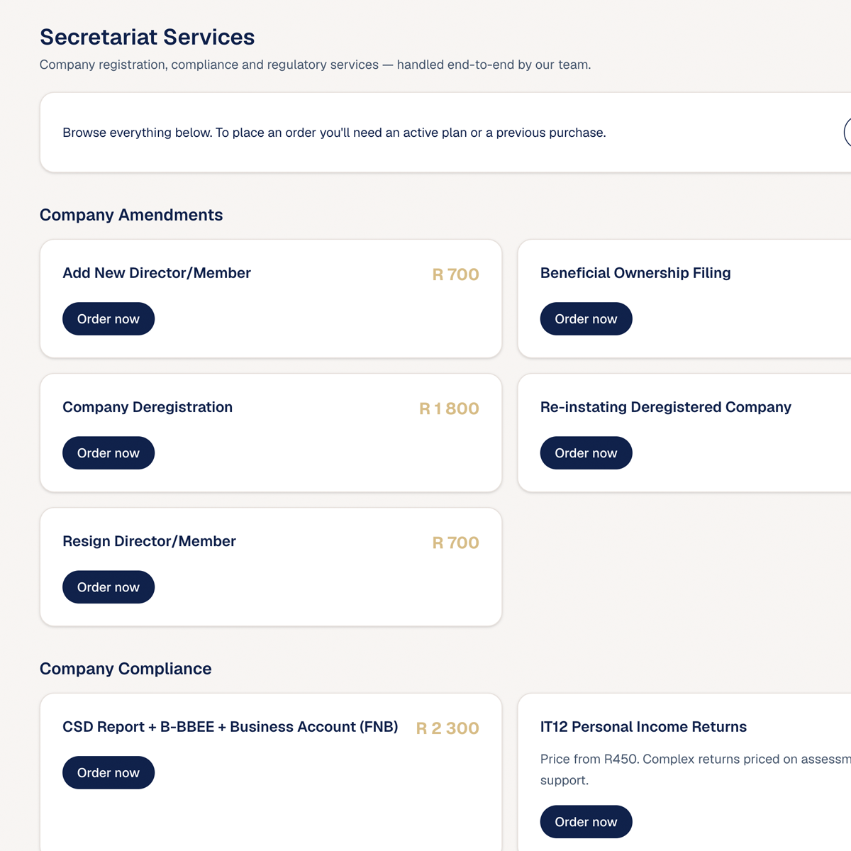 Regulatory compliance — CIDB, COIDA and sector registrations